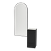 Rococo Mobile Styling Station with Tilt-out Appliance Holder, Solid Surface Countertop, and Black Full-Length Arch Paloma Mirror - Kaemark