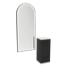 Rococo Mobile Styling Station with Tilt-out Appliance Holder, Solid Surface Countertop, and Black Full-Length Arch Paloma Mirror - Kaemark
