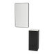 Rococo Mobile Styling Station with Tilt-out Appliance Holder, Solid Surface Countertop, and Black Rectangle Westin Mirror - Kaemark