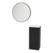 Rococo Mobile Styling Station with Tilt-out Appliance Holder, Solid Surface Countertop, and Black Round Westin Mirror - Kaemark