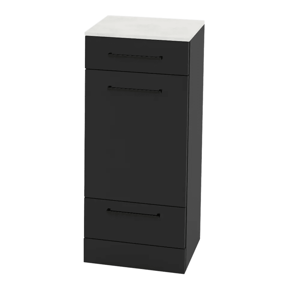 Rococo Mobile Styling Station with Tilt-out Appliance Holder and Solid Surface Countertop (Cabinet Only) - Kaemark