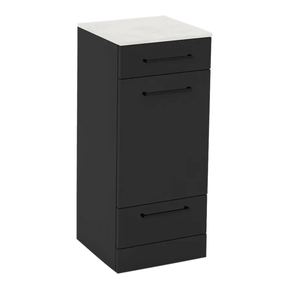 Rococo Mobile Styling Station with Tilt-out Appliance Holder and Solid Surface Countertop (Cabinet Only) - Kaemark
