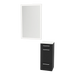 Rococo Mobile Styling Station with Tilt-out Appliance Holder, Solid Surface Countertop, and Silver Rectangle Glo Mirror - Kaemark