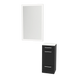 Rococo Mobile Styling Station with Tilt-out Appliance Holder, Solid Surface Countertop, and Silver Rectangle Glo Mirror - Kaemark