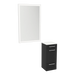 Rococo Mobile Styling Station with Tilt-out Appliance Holder, Solid Surface Countertop, and Silver Rectangle Glo Mirror - Kaemark