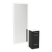Rococo Mobile Styling Station with Tilt-out Appliance Holder, Solid Surface Countertop, and Silver Full-Length Rectangle Glo Mirror - Kaemark