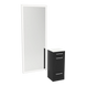 Rococo Mobile Styling Station with Tilt-out Appliance Holder, Solid Surface Countertop, and Silver Full-Length Rectangle Glo Mirror - Kaemark