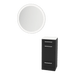 Rococo Mobile Styling Station with Tilt-out Appliance Holder, Solid Surface Countertop, and Silver Round Glo Mirror - Kaemark