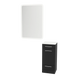 Rococo Mobile Styling Station with Tilt-out Appliance Holder, Solid Surface Countertop, and White Rectangle Illuminate Back Lit Mirror - Kaemark