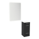 Rococo Mobile Styling Station with Tilt-out Appliance Holder, Solid Surface Countertop, and White Rectangle Illuminate Back Lit Mirror - Kaemark