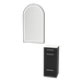 Rococo Mobile Styling Station with Tilt-out Appliance Holder, Solid Surface Countertop, and Black Arch Paloma Mirror - Kaemark