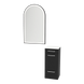 Rococo Mobile Styling Station with Tilt-out Appliance Holder, Solid Surface Countertop, and Black Arch Paloma Mirror - Kaemark