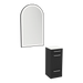 Rococo Mobile Styling Station with Tilt-out Appliance Holder, Solid Surface Countertop, and Black Arch Paloma Mirror - Kaemark