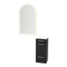 Rococo Mobile Styling Station with Tilt-out Appliance Holder, Solid Surface Countertop, and Gold Arch Paloma Mirror - Kaemark