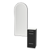 Rococo Mobile Styling Station with Tilt-out Appliance Holder, Solid Surface Countertop, and Black Full-Length Arch Paloma Mirror - Kaemark