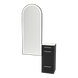 Rococo Mobile Styling Station with Tilt-out Appliance Holder, Solid Surface Countertop, and Black Full-Length Arch Paloma Mirror - Kaemark