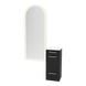 Rococo Mobile Styling Station with Tilt-out Appliance Holder, Solid Surface Countertop, and Gold Full-Length Arch Paloma Mirror - Kaemark