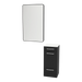 Rococo Mobile Styling Station with Tilt-out Appliance Holder, Solid Surface Countertop, and Black Rectangle Westin Mirror - Kaemark