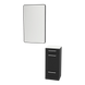Rococo Mobile Styling Station with Tilt-out Appliance Holder, Solid Surface Countertop, and Black Rectangle Westin Mirror - Kaemark