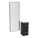 Rococo Mobile Styling Station with Tilt-out Appliance Holder, Solid Surface Countertop, and Black Full-Length Rectangle Westin Mirror - Kaemark