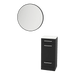 Rococo Mobile Styling Station with Tilt-out Appliance Holder, Solid Surface Countertop, and Black Round Westin Mirror - Kaemark