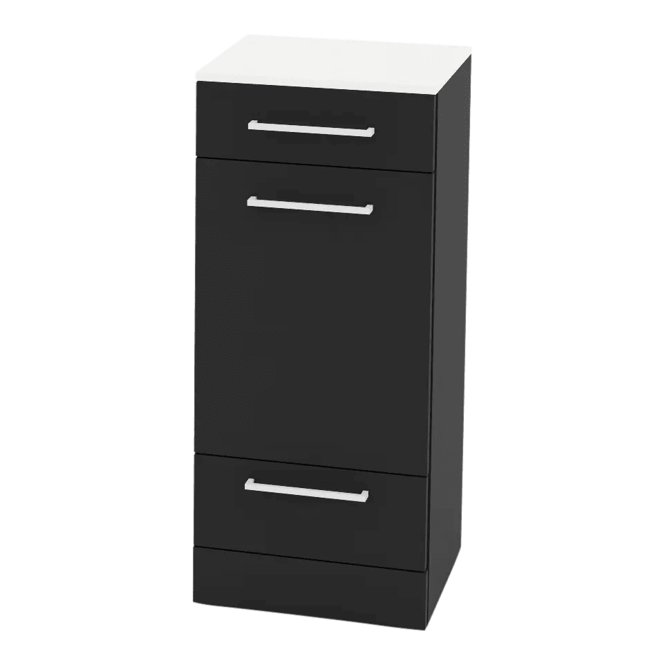 Rococo Mobile Styling Station with Tilt-out Appliance Holder and Solid Surface Countertop (Cabinet Only) - Kaemark