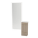 Rococo Mobile Styling Station with Tilt-out Appliance Holder, Solid Surface Countertop, and Silver Full-Length Rectangle Glo Mirror - Kaemark