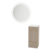 Rococo Mobile Styling Station with Tilt-out Appliance Holder, Solid Surface Countertop, and Silver Round Glo Mirror - Kaemark