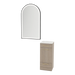 Rococo Mobile Styling Station with Tilt-out Appliance Holder, Solid Surface Countertop, and Black Arch Paloma Mirror - Kaemark