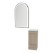 Rococo Mobile Styling Station with Tilt-out Appliance Holder, Solid Surface Countertop, and Black Arch Paloma Mirror - Kaemark