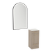 Rococo Mobile Styling Station with Tilt-out Appliance Holder, Solid Surface Countertop, and Black Arch Paloma Mirror - Kaemark