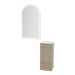 Rococo Mobile Styling Station with Tilt-out Appliance Holder, Solid Surface Countertop, and Gold Arch Paloma Mirror - Kaemark