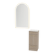Rococo Mobile Styling Station with Tilt-out Appliance Holder, Solid Surface Countertop, and Gold Arch Paloma Mirror - Kaemark