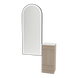 Rococo Mobile Styling Station with Tilt-out Appliance Holder, Solid Surface Countertop, and Black Full-Length Arch Paloma Mirror - Kaemark