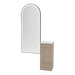 Rococo Mobile Styling Station with Tilt-out Appliance Holder, Solid Surface Countertop, and Black Full-Length Arch Paloma Mirror - Kaemark