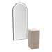 Rococo Mobile Styling Station with Tilt-out Appliance Holder, Solid Surface Countertop, and Black Full-Length Arch Paloma Mirror - Kaemark