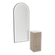 Rococo Mobile Styling Station with Tilt-out Appliance Holder, Solid Surface Countertop, and Black Full-Length Arch Paloma Mirror - Kaemark