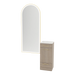 Rococo Mobile Styling Station with Tilt-out Appliance Holder, Solid Surface Countertop, and Gold Full-Length Arch Paloma Mirror - Kaemark