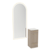 Rococo Mobile Styling Station with Tilt-out Appliance Holder, Solid Surface Countertop, and Gold Full-Length Arch Paloma Mirror - Kaemark