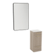 Rococo Mobile Styling Station with Tilt-out Appliance Holder, Solid Surface Countertop, and Black Rectangle Westin Mirror - Kaemark