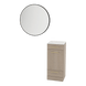 Rococo Mobile Styling Station with Tilt-out Appliance Holder, Solid Surface Countertop, and Black Round Westin Mirror - Kaemark