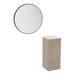 Rococo Mobile Styling Station with Tilt-out Appliance Holder, Solid Surface Countertop, and Black Round Westin Mirror - Kaemark