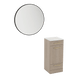 Rococo Mobile Styling Station with Tilt-out Appliance Holder, Solid Surface Countertop, and Black Round Westin Mirror - Kaemark