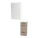 Rococo Mobile Styling Station with Tilt-out Appliance Holder, Solid Surface Countertop, and Silver Rectangle Glo Mirror - Kaemark