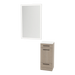 Rococo Mobile Styling Station with Tilt-out Appliance Holder, Solid Surface Countertop, and Silver Rectangle Glo Mirror - Kaemark