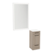 Rococo Mobile Styling Station with Tilt-out Appliance Holder, Solid Surface Countertop, and Silver Rectangle Glo Mirror - Kaemark
