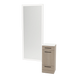 Rococo Mobile Styling Station with Tilt-out Appliance Holder, Solid Surface Countertop, and Silver Full-Length Rectangle Glo Mirror - Kaemark