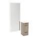 Rococo Mobile Styling Station with Tilt-out Appliance Holder, Solid Surface Countertop, and Silver Full-Length Rectangle Glo Mirror - Kaemark