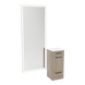 Rococo Mobile Styling Station with Tilt-out Appliance Holder, Solid Surface Countertop, and Silver Full-Length Rectangle Glo Mirror - Kaemark