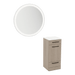 Rococo Mobile Styling Station with Tilt-out Appliance Holder, Solid Surface Countertop, and Silver Round Glo Mirror - Kaemark
